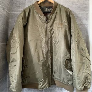 Avirex olive Green Camo Bomber Jacket XL Reversible Read Description